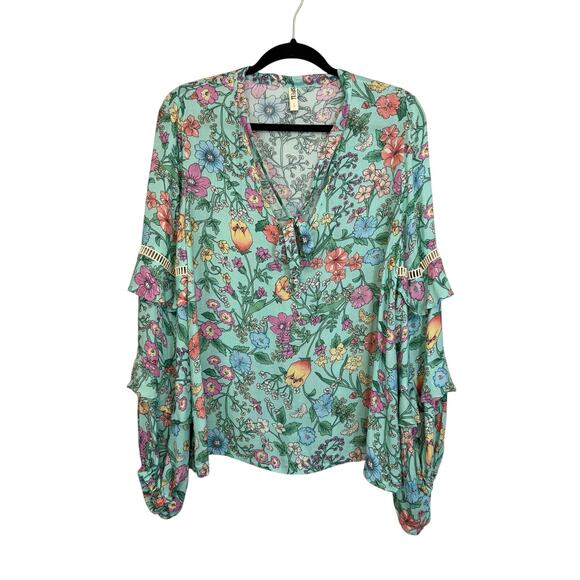 Spell Tops - Spell & The Gypsy Sayulita Blouse Women Small Floral Boho Long Sleeve Birthstone